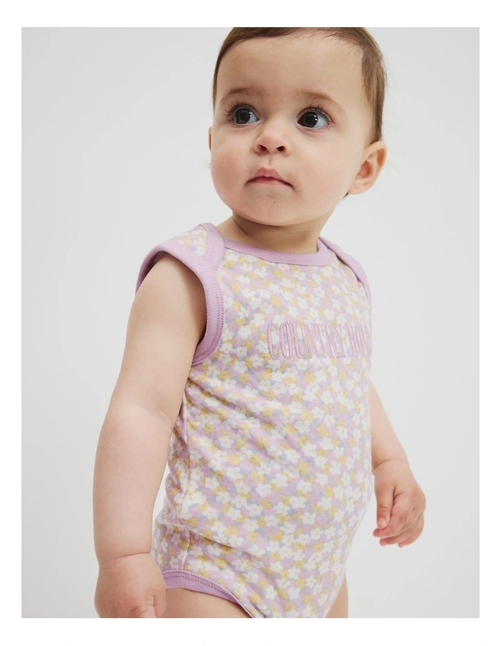 Organically Grown Cotton Heritage Bodysuit in Butter Floral image 2