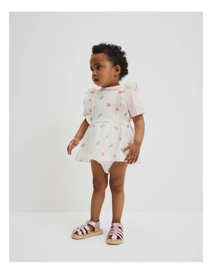 Organically Grown Cotton Fruit Frill Romper in Marshmallow image 1