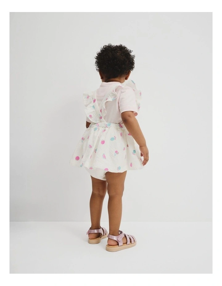 Organically Grown Cotton Fruit Frill Romper in Marshmallow image 3