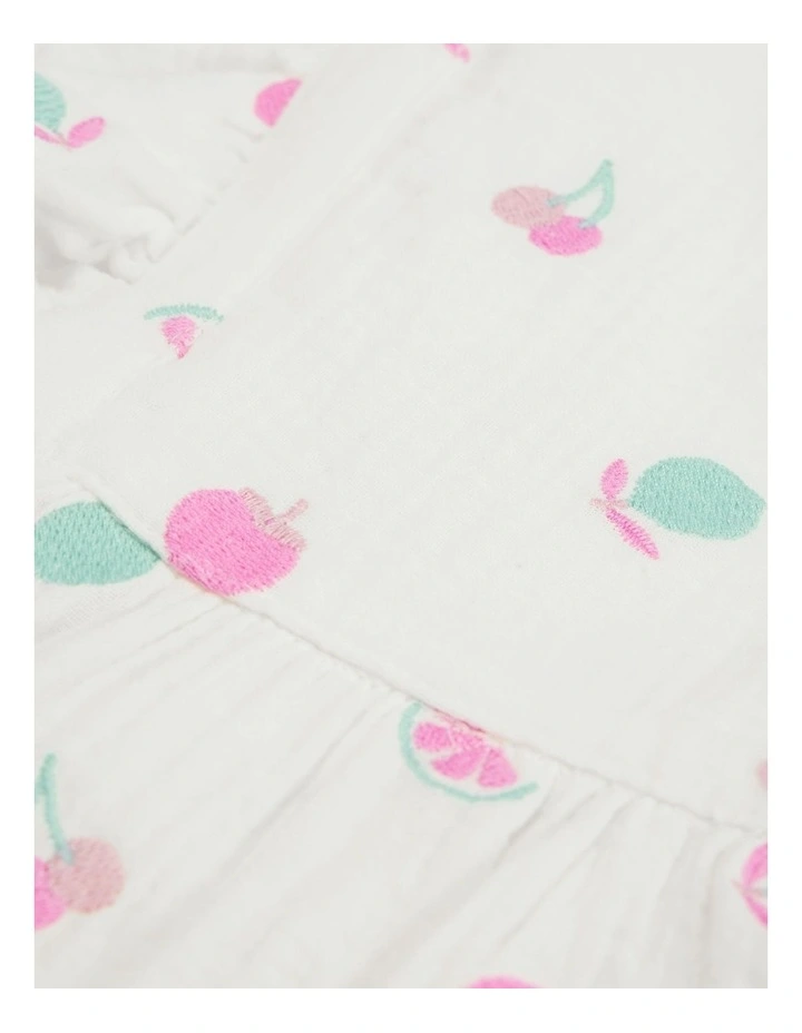 Organically Grown Cotton Fruit Frill Romper in Marshmallow image 5