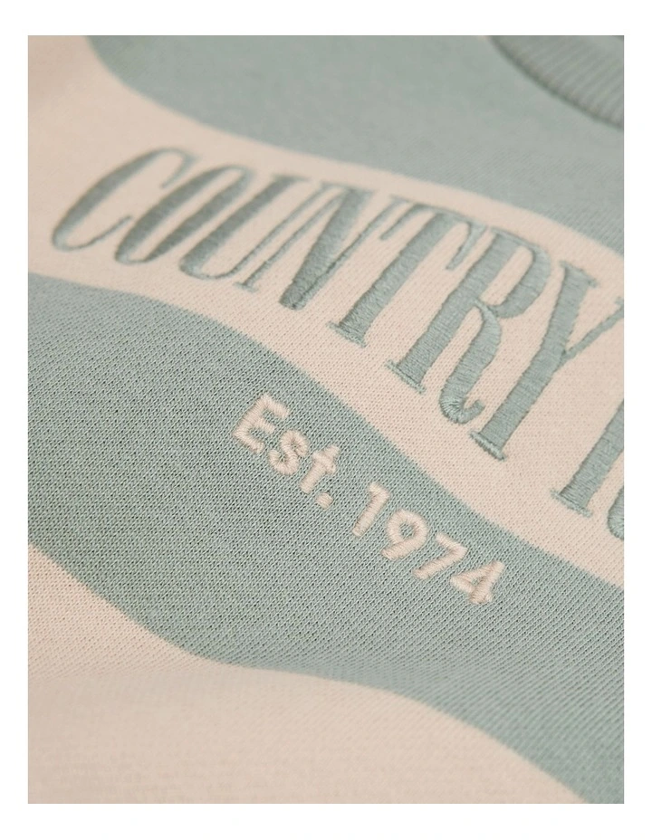 Australian Cotton Heritage Stripe Sweat in Fern Stripe image 2