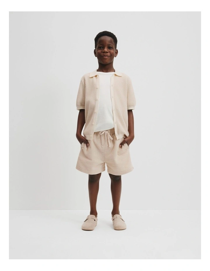 Organically Grown Cotton Knitted Cotton Shirt in Shell image 1