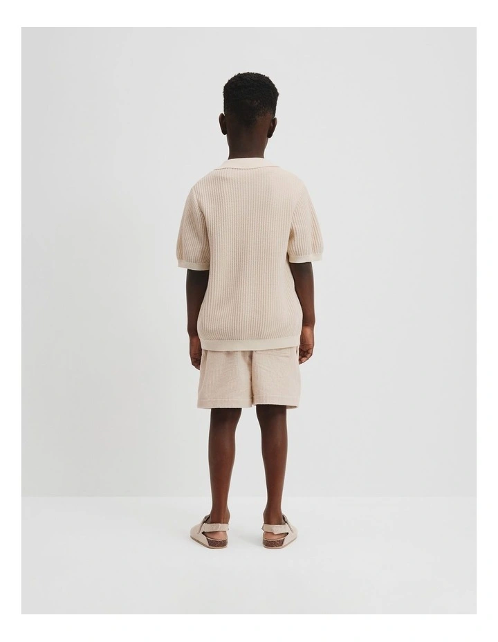 Organically Grown Cotton Knitted Cotton Shirt in Shell image 3