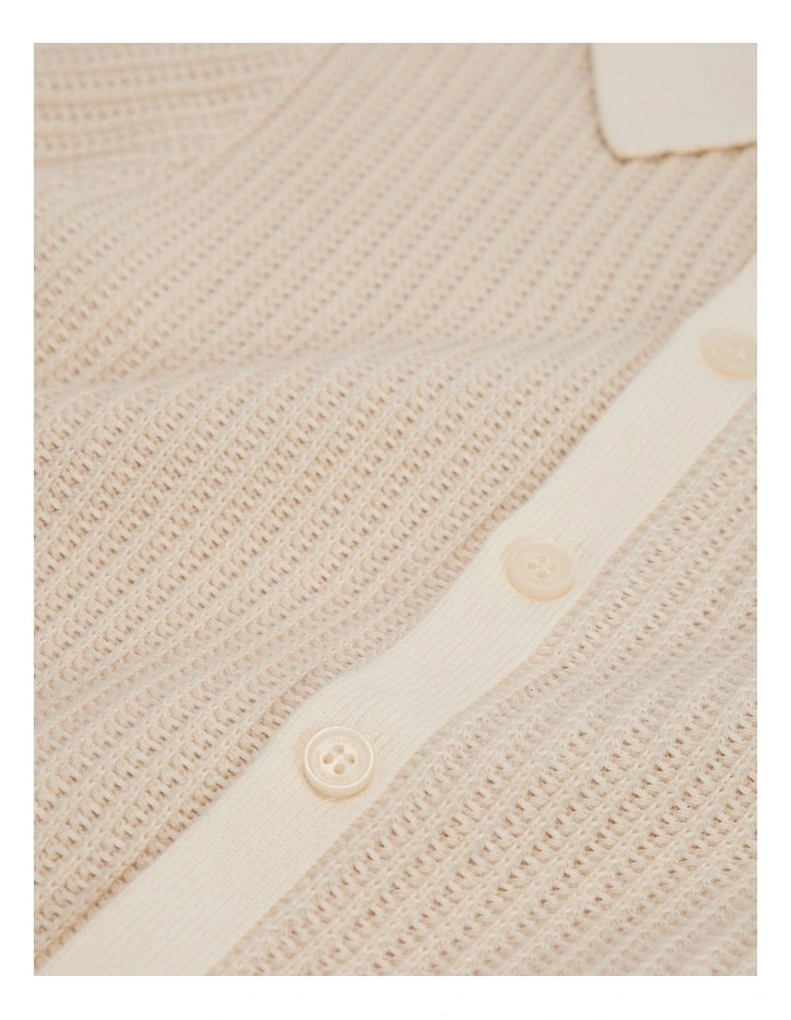 Organically Grown Cotton Knitted Cotton Shirt in Shell image 5