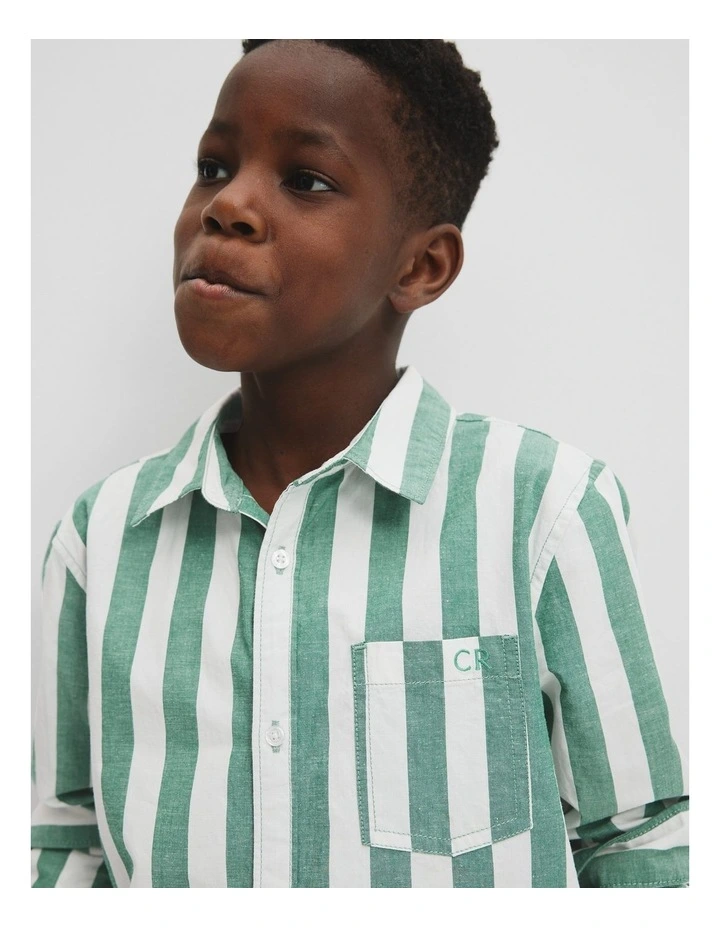 Organically Grown Cotton Blend Shirt in Jungle Stripe image 2