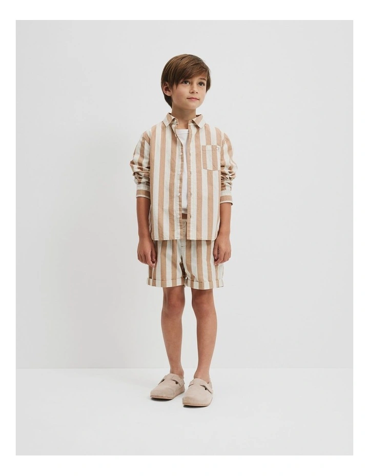 Organically Grown Cotton Blend Shirt in Cinnamon Stripe image 2