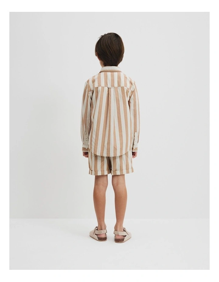 Organically Grown Cotton Blend Shirt in Cinnamon Stripe image 3