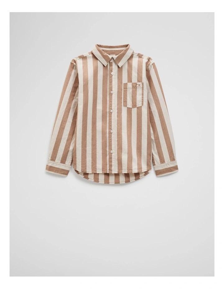 Organically Grown Cotton Blend Shirt in Cinnamon Stripe image 4