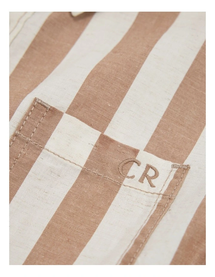 Organically Grown Cotton Blend Shirt in Cinnamon Stripe image 5