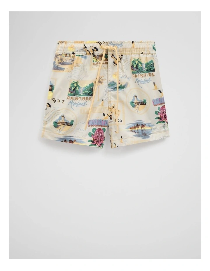 Recycled Blend Holiday Board Short in Postcard Print image 4