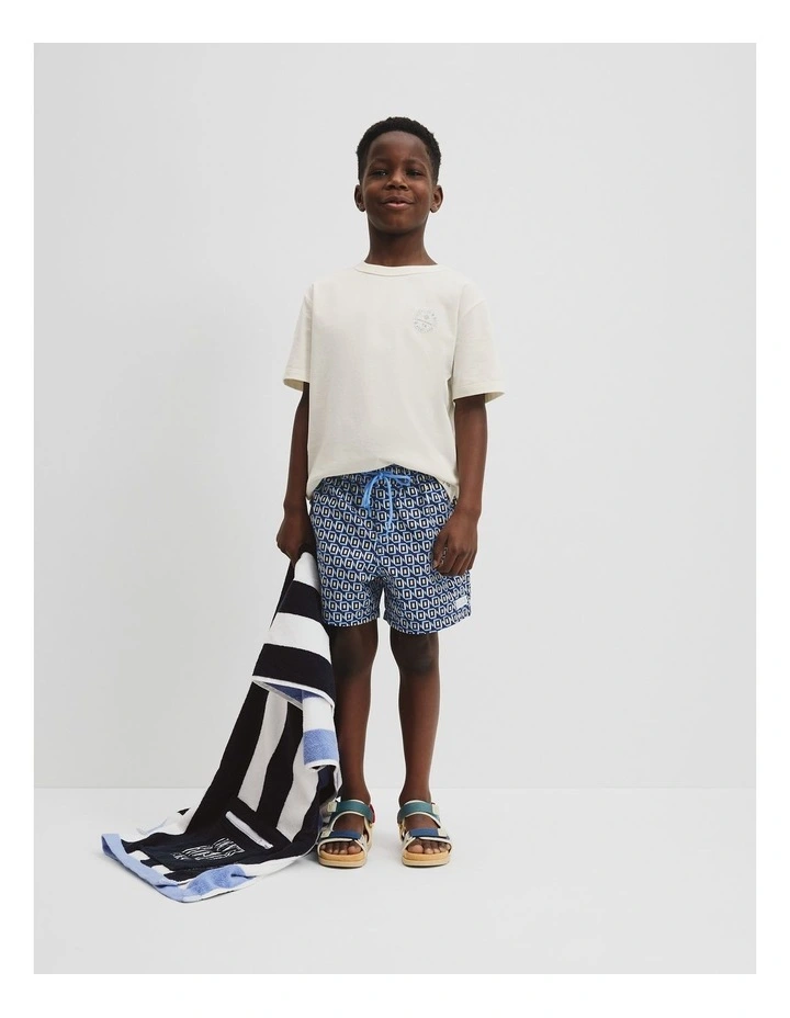 Recycled Blend Geometric Board Short in Arctic Blue image 1