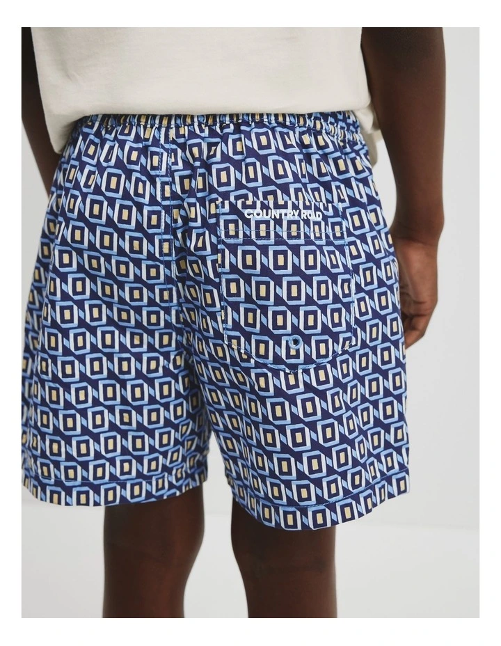 Recycled Blend Geometric Board Short in Arctic Blue image 2