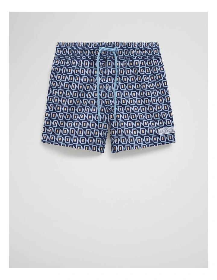 Recycled Blend Geometric Board Short in Arctic Blue image 4