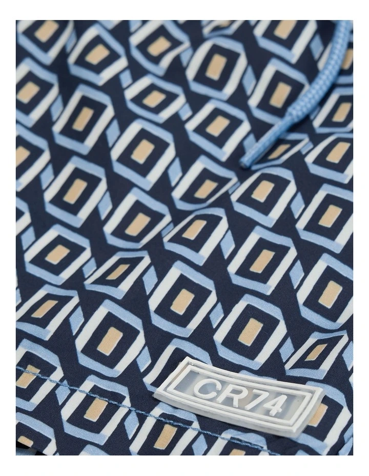 Recycled Blend Geometric Board Short in Arctic Blue image 5