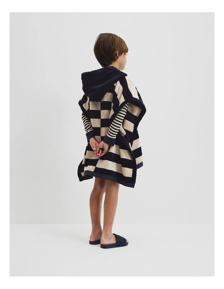 Australian Cotton CR Est. 1974 Swim Poncho in Navy Stripe Shell image 2