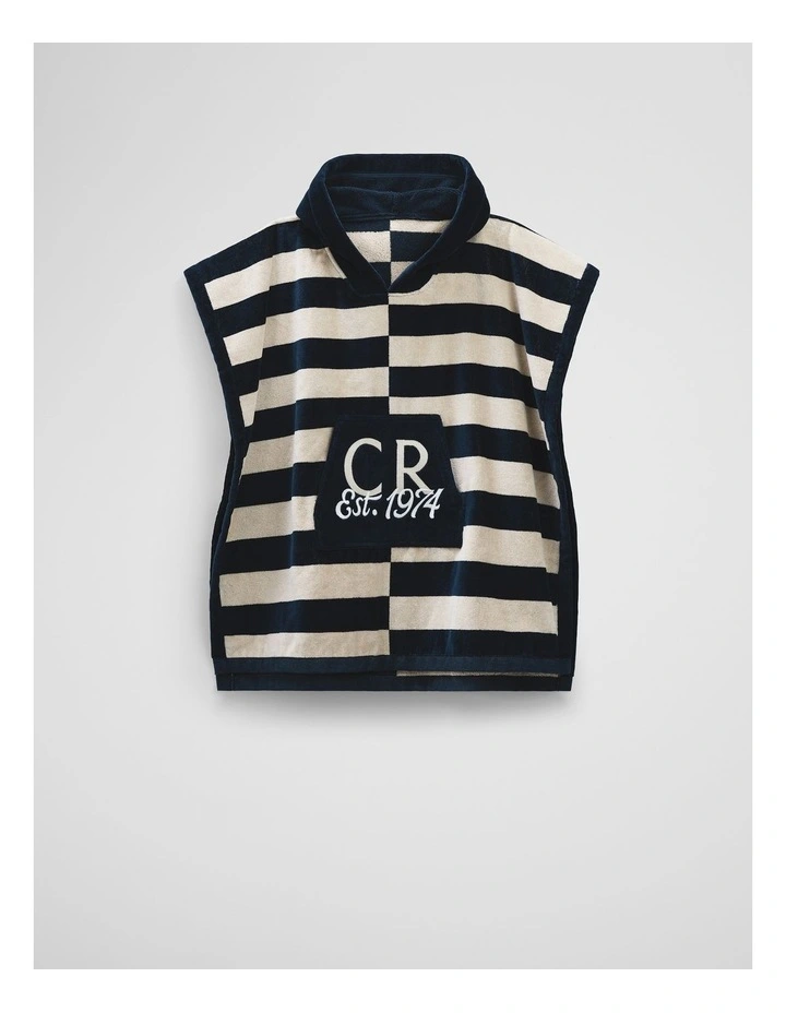 Australian Cotton CR Est. 1974 Swim Poncho in Navy Stripe Shell image 4