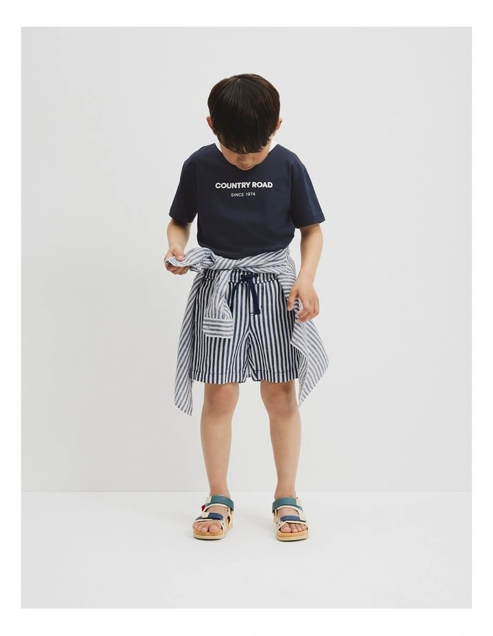 Australian Cotton Contrast Logo T-Shirt in Navy image 1