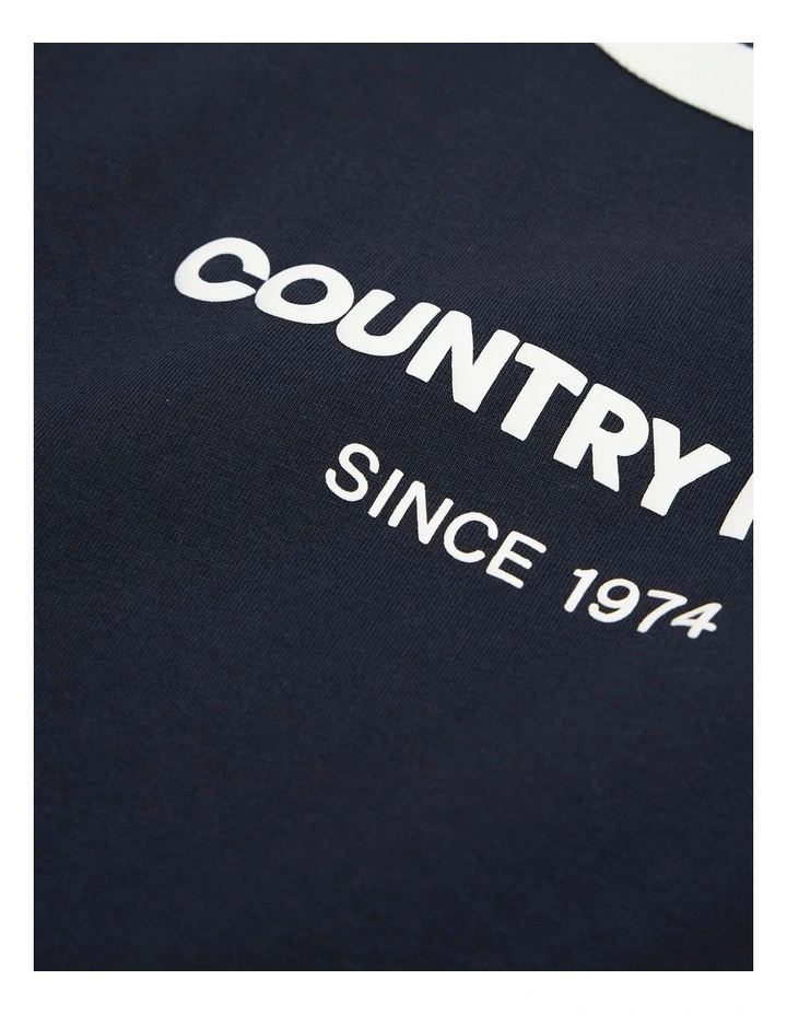 Australian Cotton Contrast Logo T-Shirt in Navy image 5