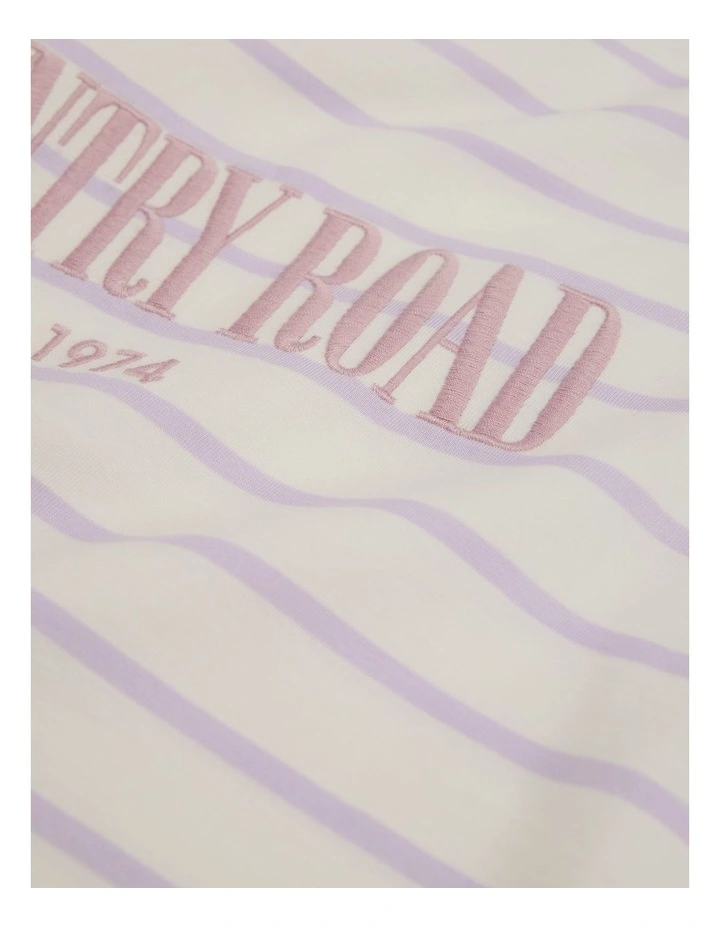 Australian Cotton Heritage T-Shirt in Lilac Stripe image 2