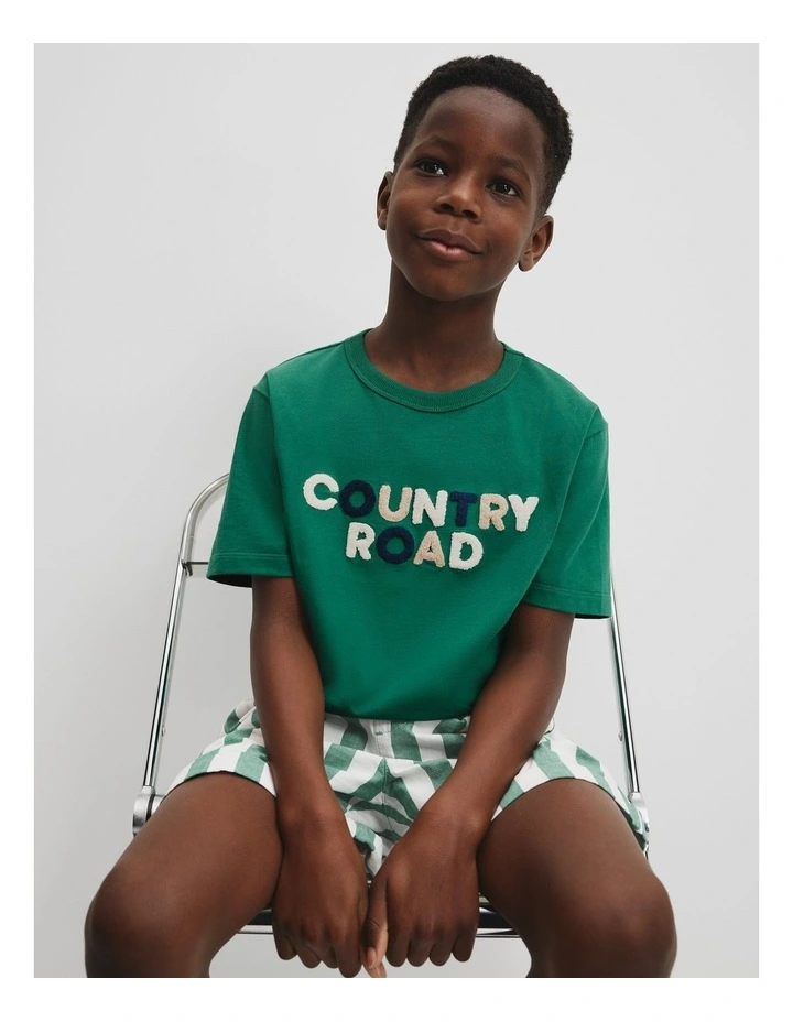 Organically Grown Cotton Boucle Logo T-shirt in Jungle image 1