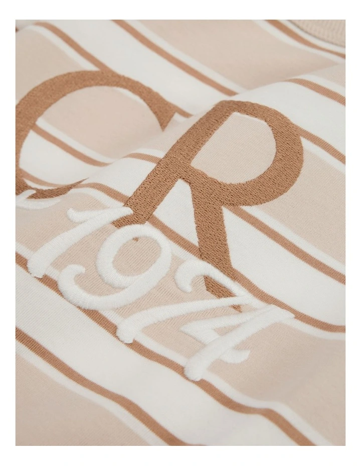 Australian Cotton CR Est. 1974 T-Shirt in Sand Stripe image 2