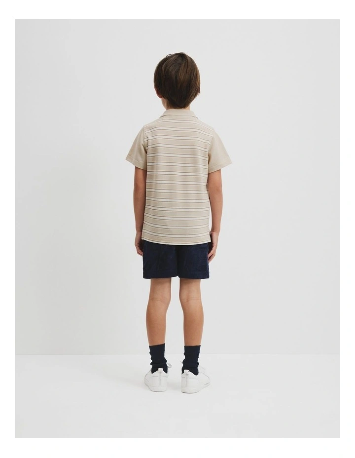 Australian Cotton CR Est. 1974 Polo Shirt in Sand Stripe image 3