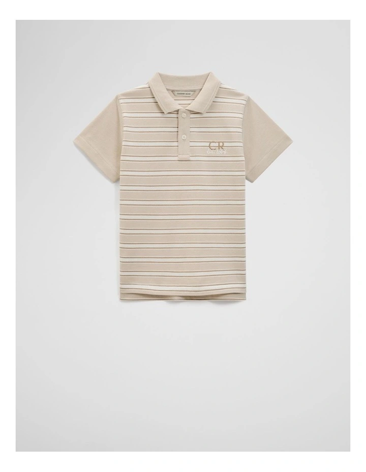 Australian Cotton CR Est. 1974 Polo Shirt in Sand Stripe image 4
