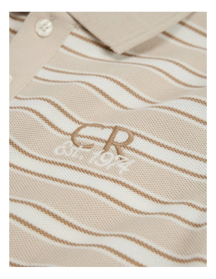Australian Cotton CR Est. 1974 Polo Shirt in Sand Stripe image 5