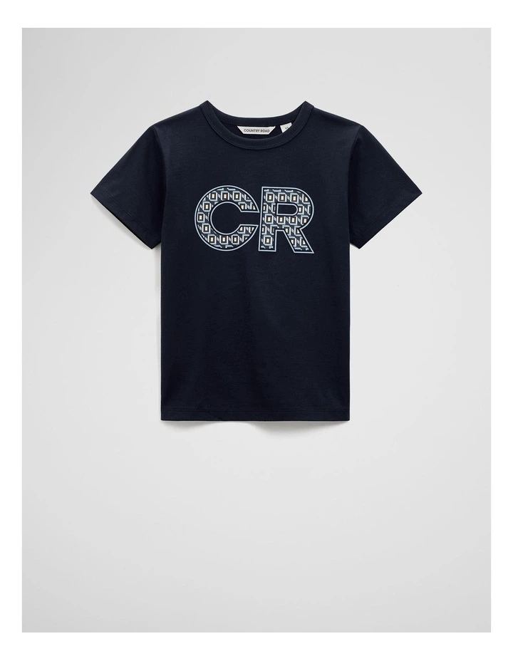 Organic Country Road Logo T-Shirt in Navy image 4