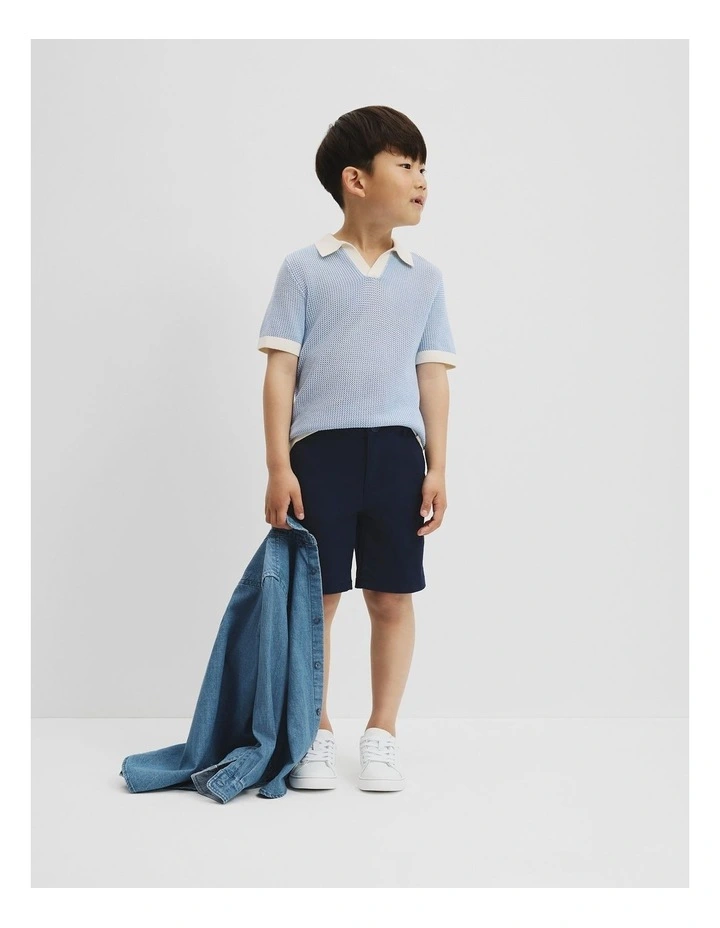 Organically Grown Cotton Knitted Polo in Arctic Blue image 2
