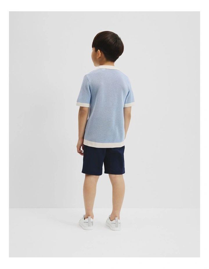 Organically Grown Cotton Knitted Polo in Arctic Blue image 3