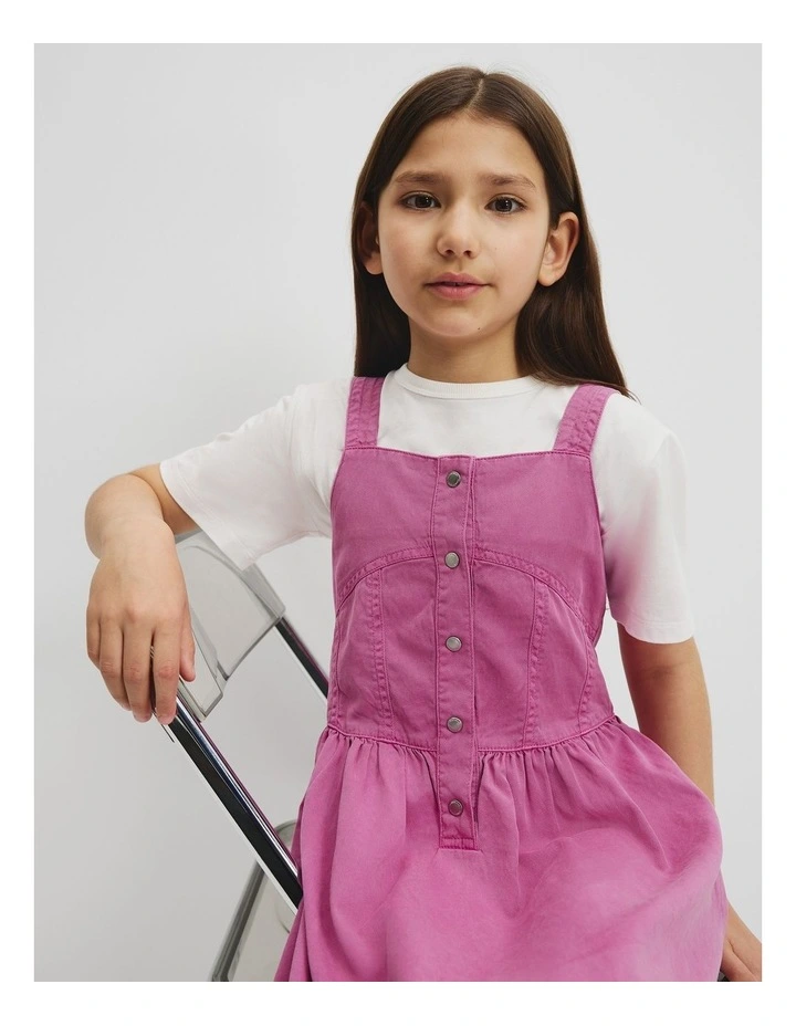 Button Denim Dress in Grape image 2