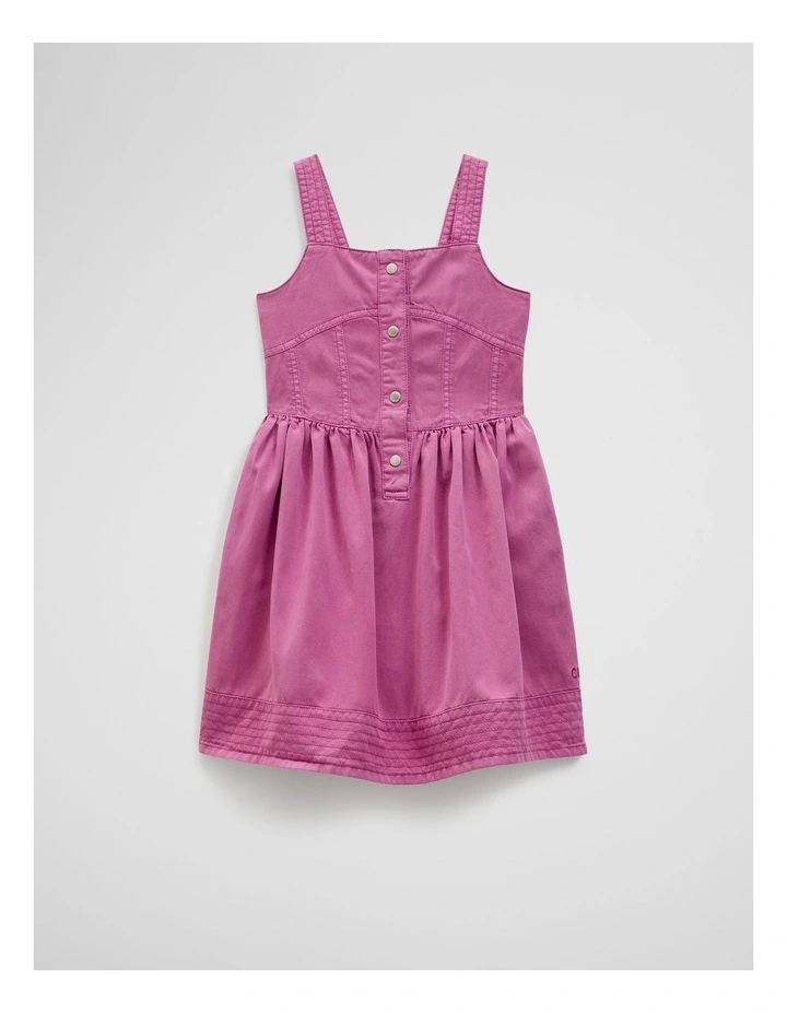 Button Denim Dress in Grape image 4
