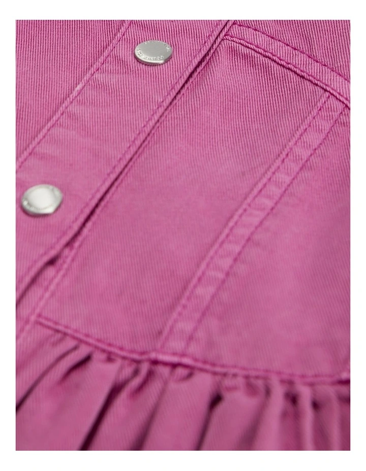 Button Denim Dress in Grape image 5