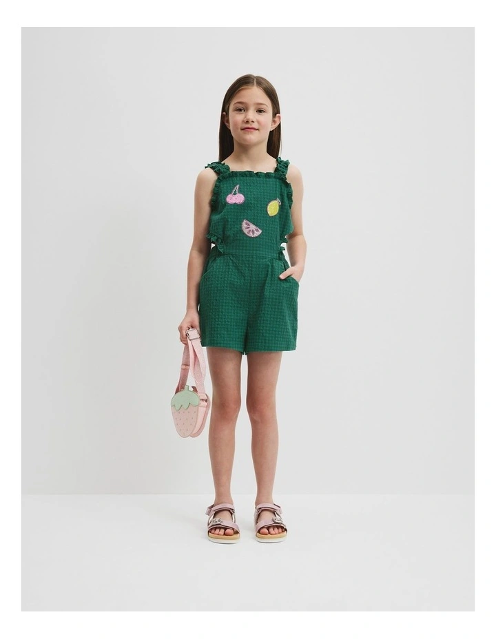 Fruit Frill Playsuit in Jewel Green image 2