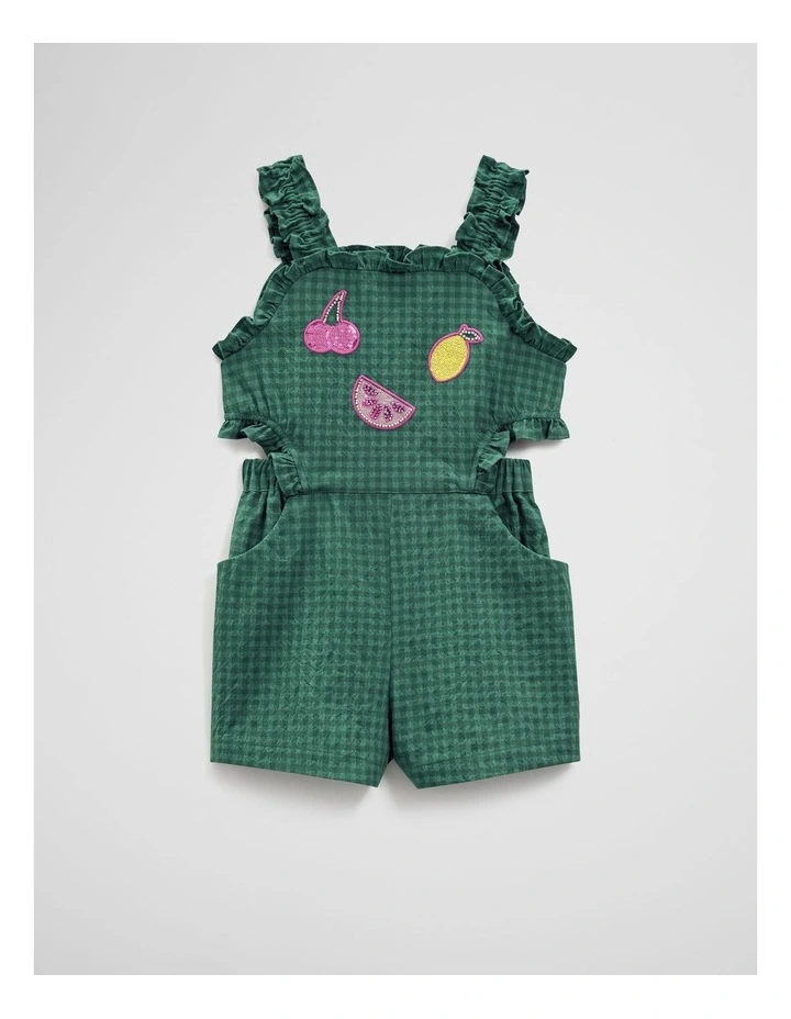Fruit Frill Playsuit in Jewel Green image 4