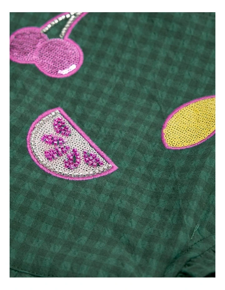 Fruit Frill Playsuit in Jewel Green image 5