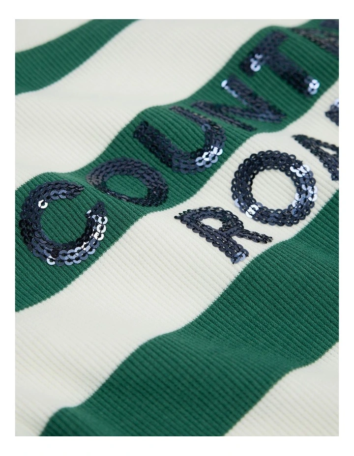 Recycled Polyester Blend Logo Stripe Dress in Jewel Green image 5