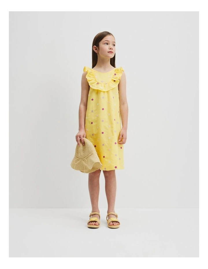 Multi Spot Mini Dress in Lemon image 1
