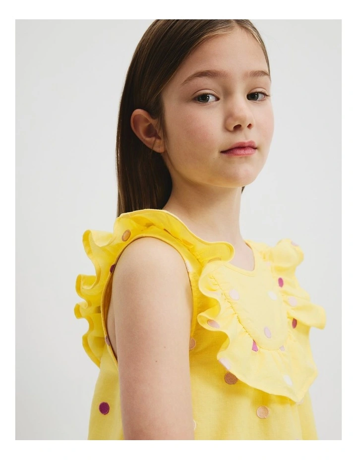Multi Spot Mini Dress in Lemon image 2