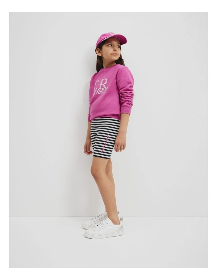 Organically Grown Cotton Blend Bike Short in Navy Stripe image 1