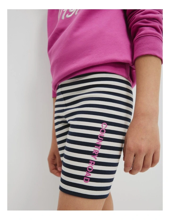 Organically Grown Cotton Blend Bike Short in Navy Stripe image 2