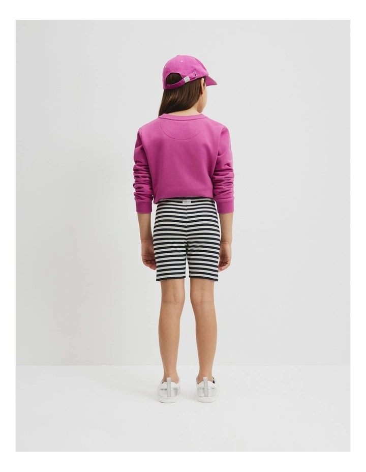 Organically Grown Cotton Blend Bike Short in Navy Stripe image 3