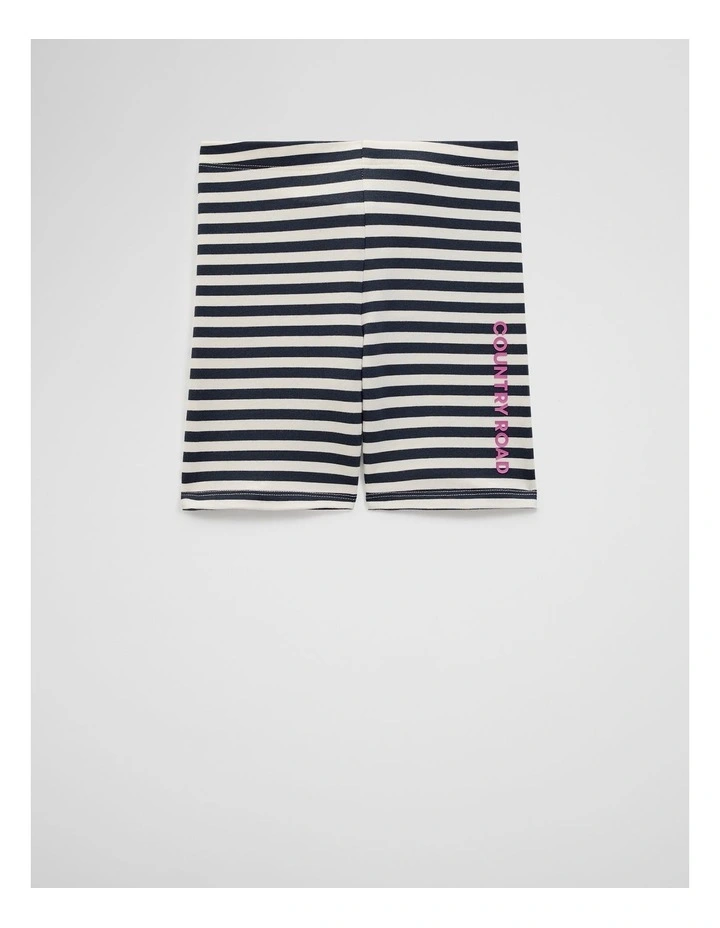 Organically Grown Cotton Blend Bike Short in Navy Stripe image 4