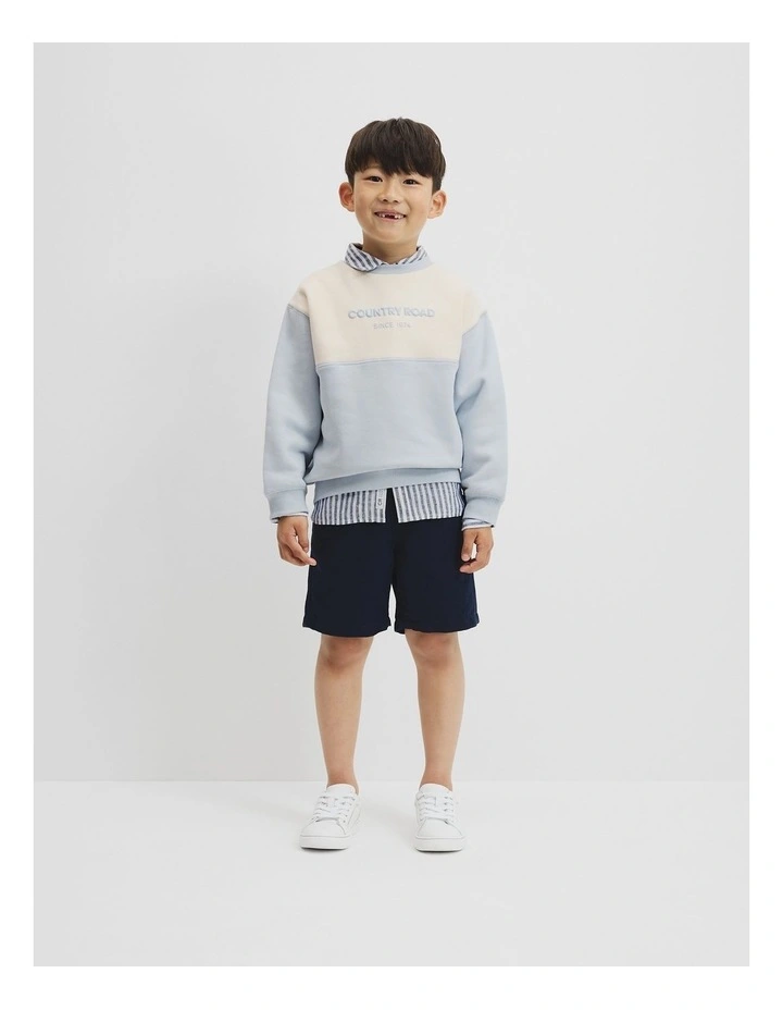Australian Cotton Splice Logo Sweat in Soft Blue image 2