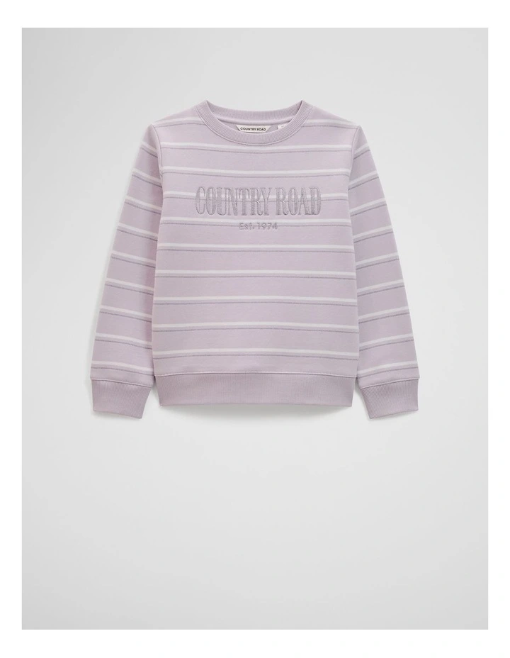 Verified Australian Cotton Heritage Sweat in Lilac Mtl Stripe image 1