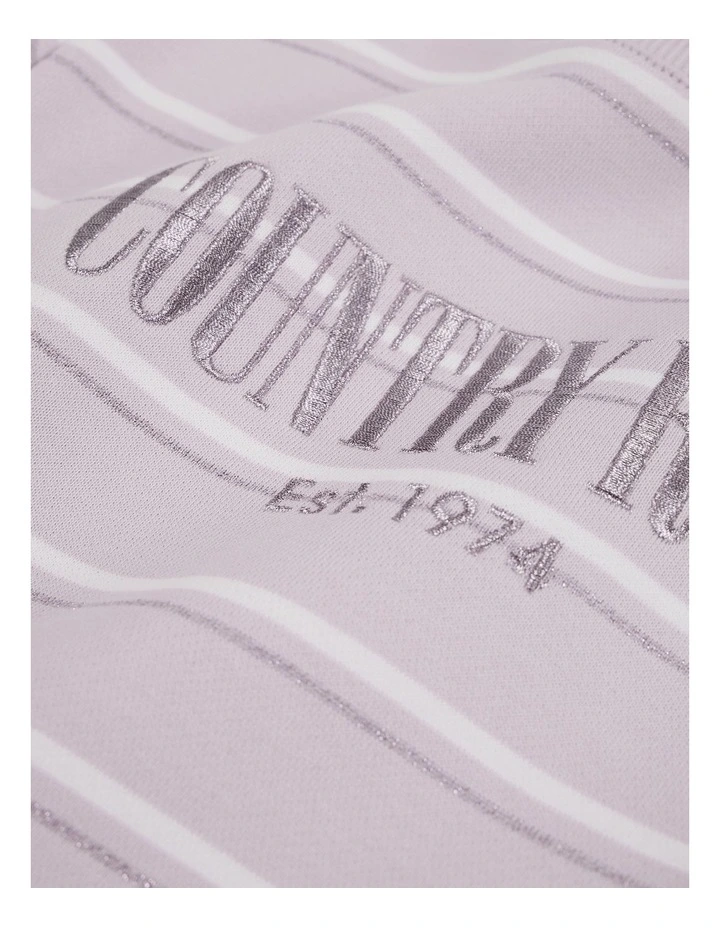 Verified Australian Cotton Heritage Sweat in Lilac Mtl Stripe image 2