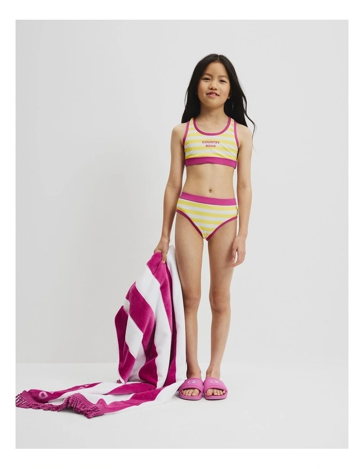 Recycled Nylon Blend Logo Stripe Bikini in Lemon image 1
