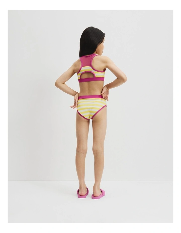 Recycled Nylon Blend Logo Stripe Bikini in Lemon image 2