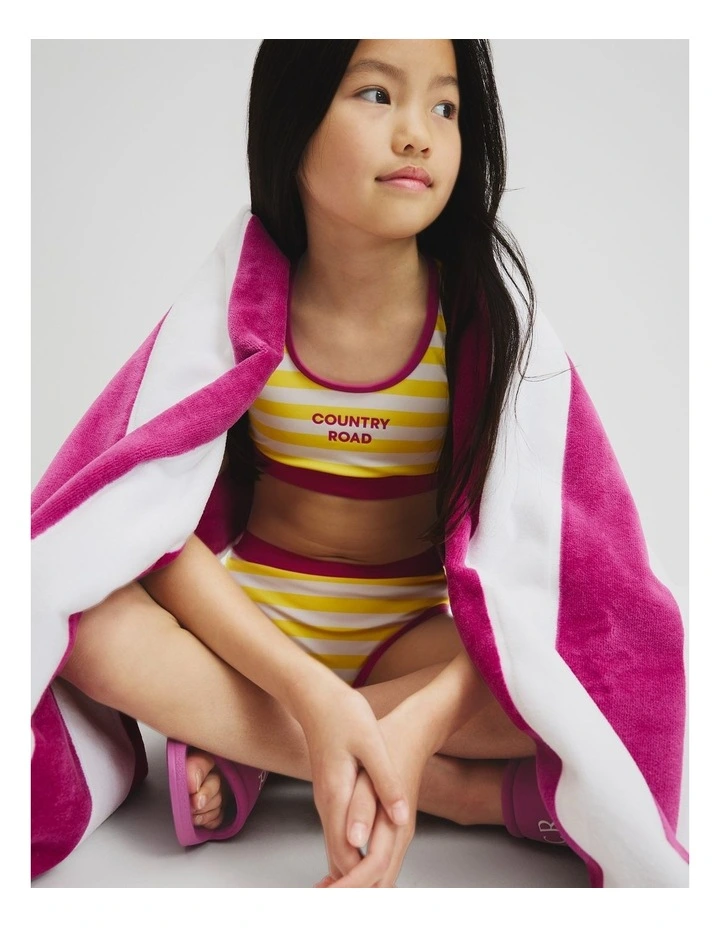 Recycled Nylon Blend Logo Stripe Bikini in Lemon image 3
